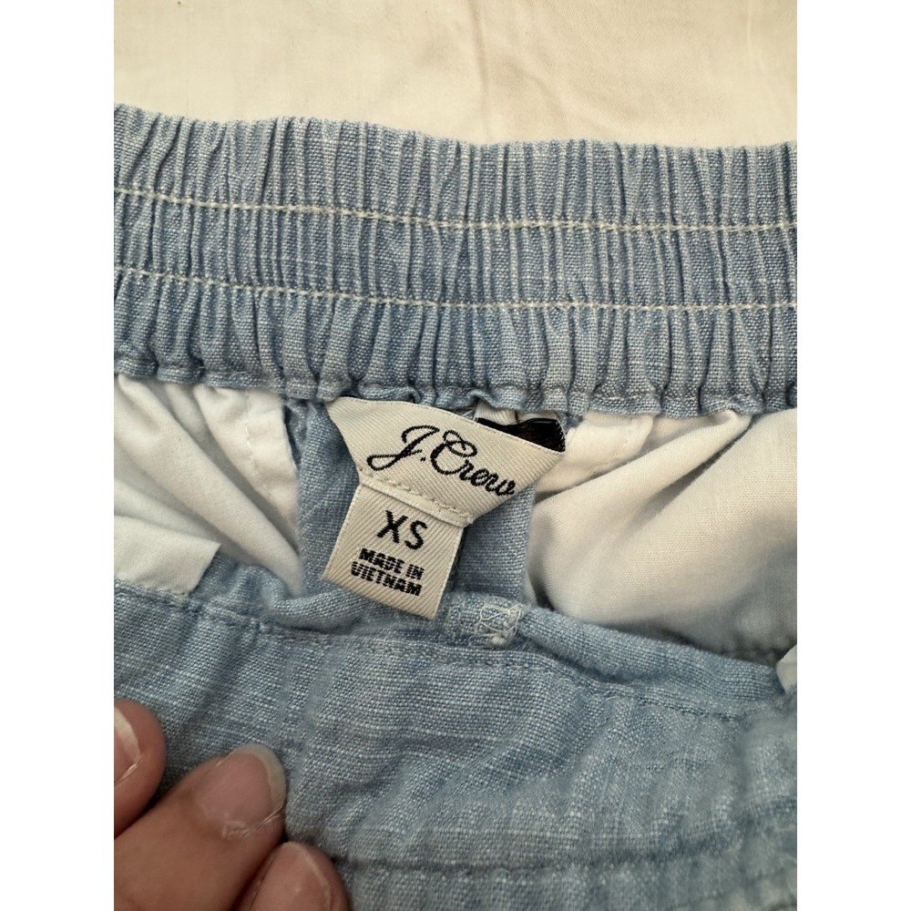 J Crew Seaside Cropped Pants Sz XS Womens Blue Cotton Chambray Drawstring Pocket - Picture 5 of 7